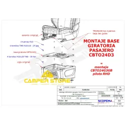 Base Giratoria Scopema Transit Custom V710 y VW T7 - Copiloto