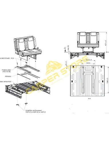 Asiento cama SAF 12 Mobiframe 3 plazas 120 FIJO
