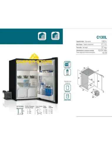 Nevera Vitrifrigo 130L DX OCN 130 Litros. GRIS