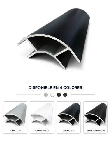 Perfil de aluminio. BLANCO BRILLO. Abierto ambos lados