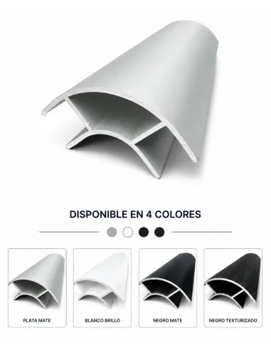 Perfil de aluminio. PLATA. Abierto ambos lados
