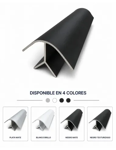 Perfil de aluminio de ángulo corto. NEGRO
