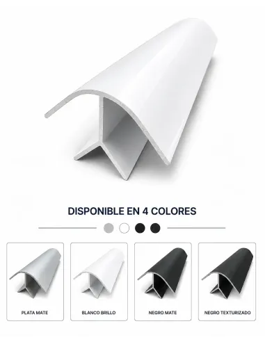 Perfil de aluminio de ángulo corto. BLANCO BRILLO