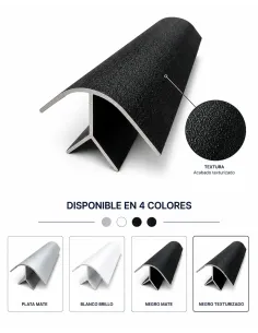 Perfil de aluminio de ángulo corto. NEGRO TEXTURIZADO 2