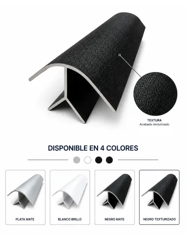 Perfil de aluminio de ángulo corto. NEGRO TEXTURIZADO
