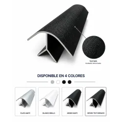 Perfil de aluminio de ángulo corto. NEGRO TEXTURIZADO