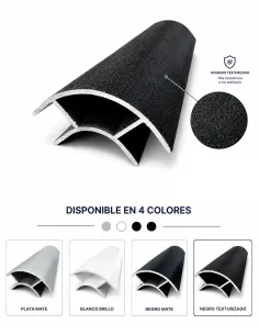 Perfil de aluminio. NEGRO TEXTURIZADO. Abierto ambos lados 2