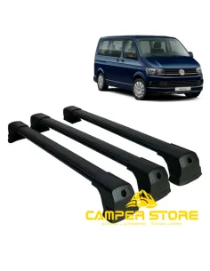 Baca de techo de aluminio negra para VW T5 / T6 - 3 Piezas