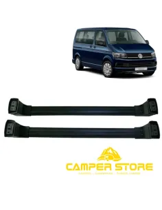 Baca de techo de aluminio negra para VW T5 / T6 - 2 Piezas 2