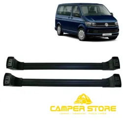 Baca de techo de aluminio negra para VW T5 / T6 - 2 Piezas