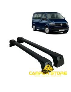 Baca de techo de aluminio negra para VW T5 / T6 - 2 Piezas