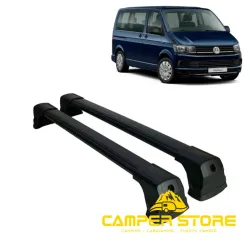 Baca de techo de aluminio negra para VW T5 / T6 - 2 Piezas