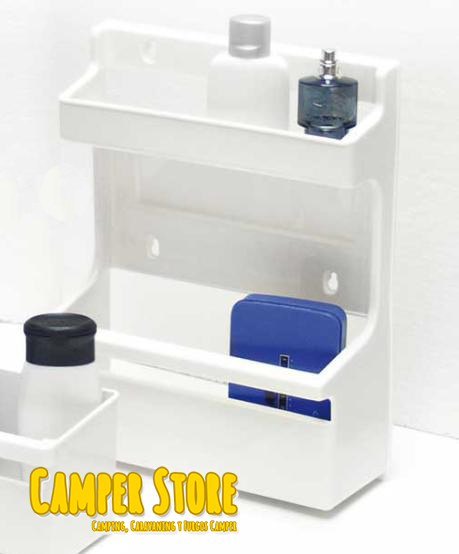 Estante de plástico con doble repisa para baños - CamperStore